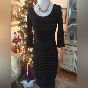 Premise NWOT black & brown striped maxi dress size M
